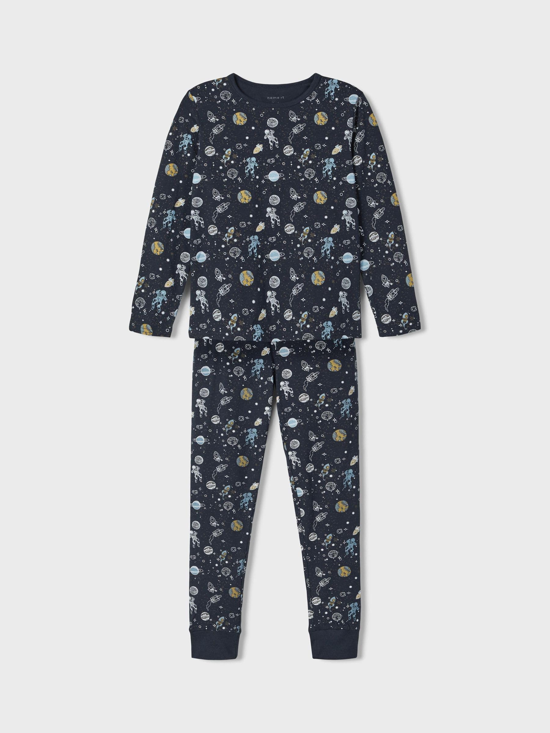 NAME IT Zestaw piżamowy chłopięcy Nkmnightset Dark Sapphire Space Noos, Dark Sapphire, 98-104