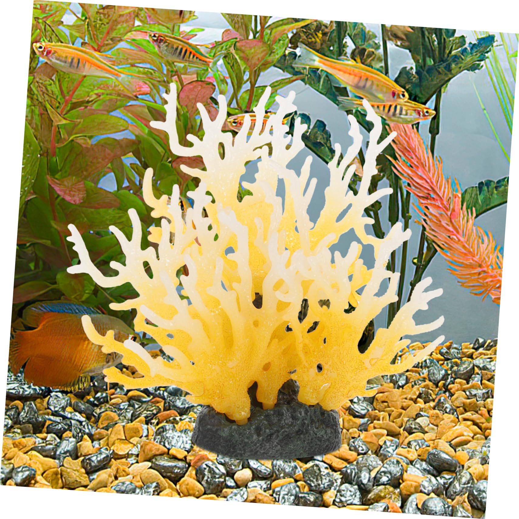 Acuario Decoración Plantas Acuáticas, Paquete de 3 Decoraciones Artificiales de Coral for Acuario, de PVC, for Escritorio y Mesa.