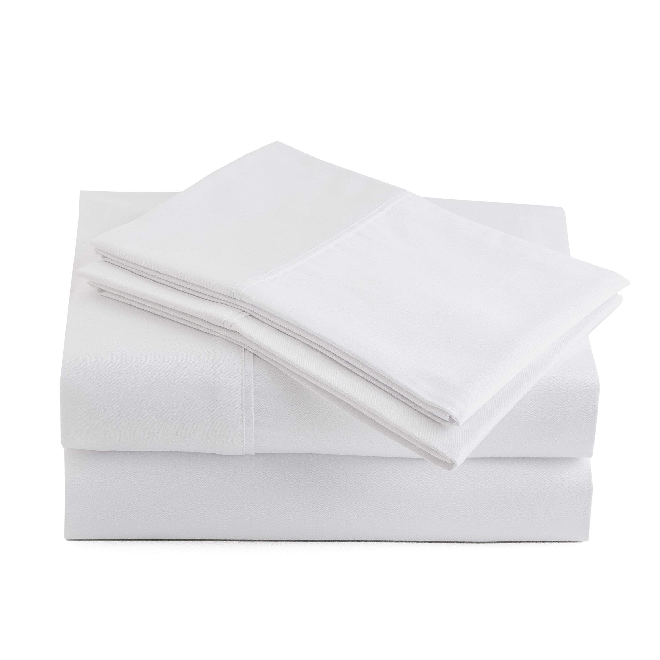 Peru Pima415 Thread Count Percale - 100% Peruvian Pima Cotton - Queen Sheet Set with Extra 2 Pillowcases, White