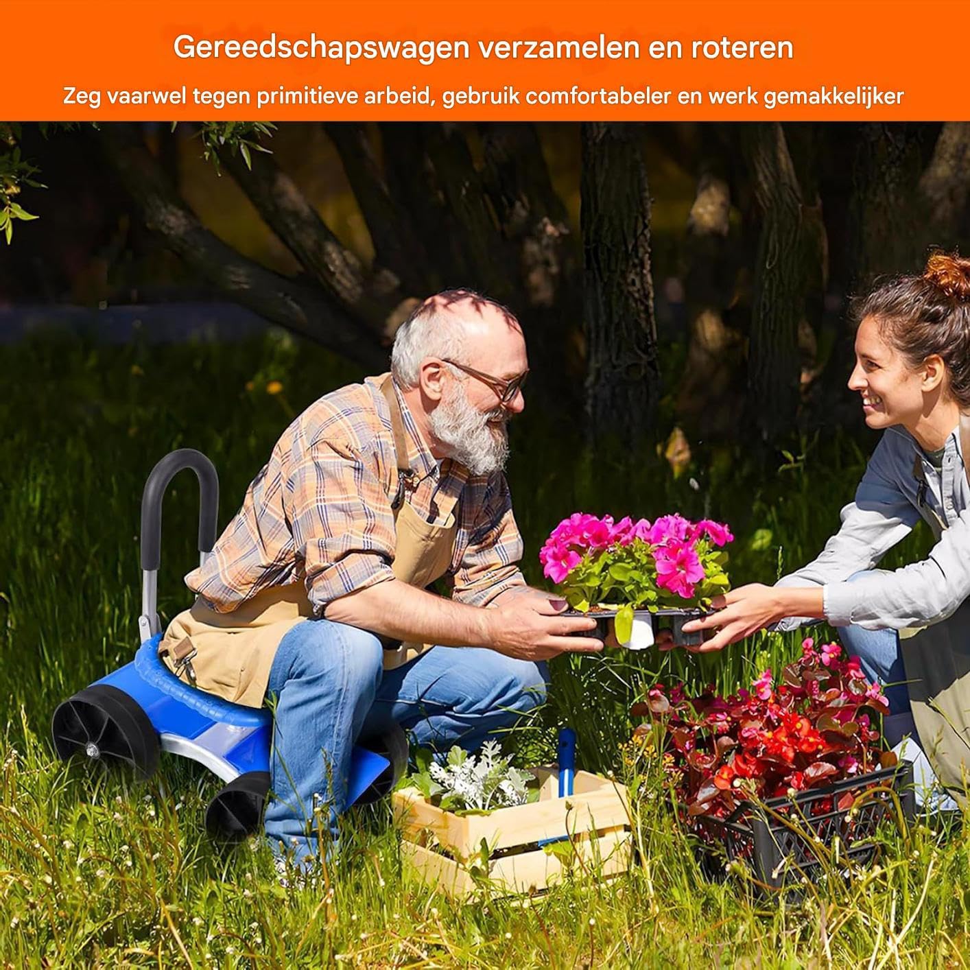 de jardín con asiento Silla giratoria 360 grados con ruedas | Taburete rodante para jardinería para exteriores jardín patio césped granja plantar desherbar personas mayores hombres