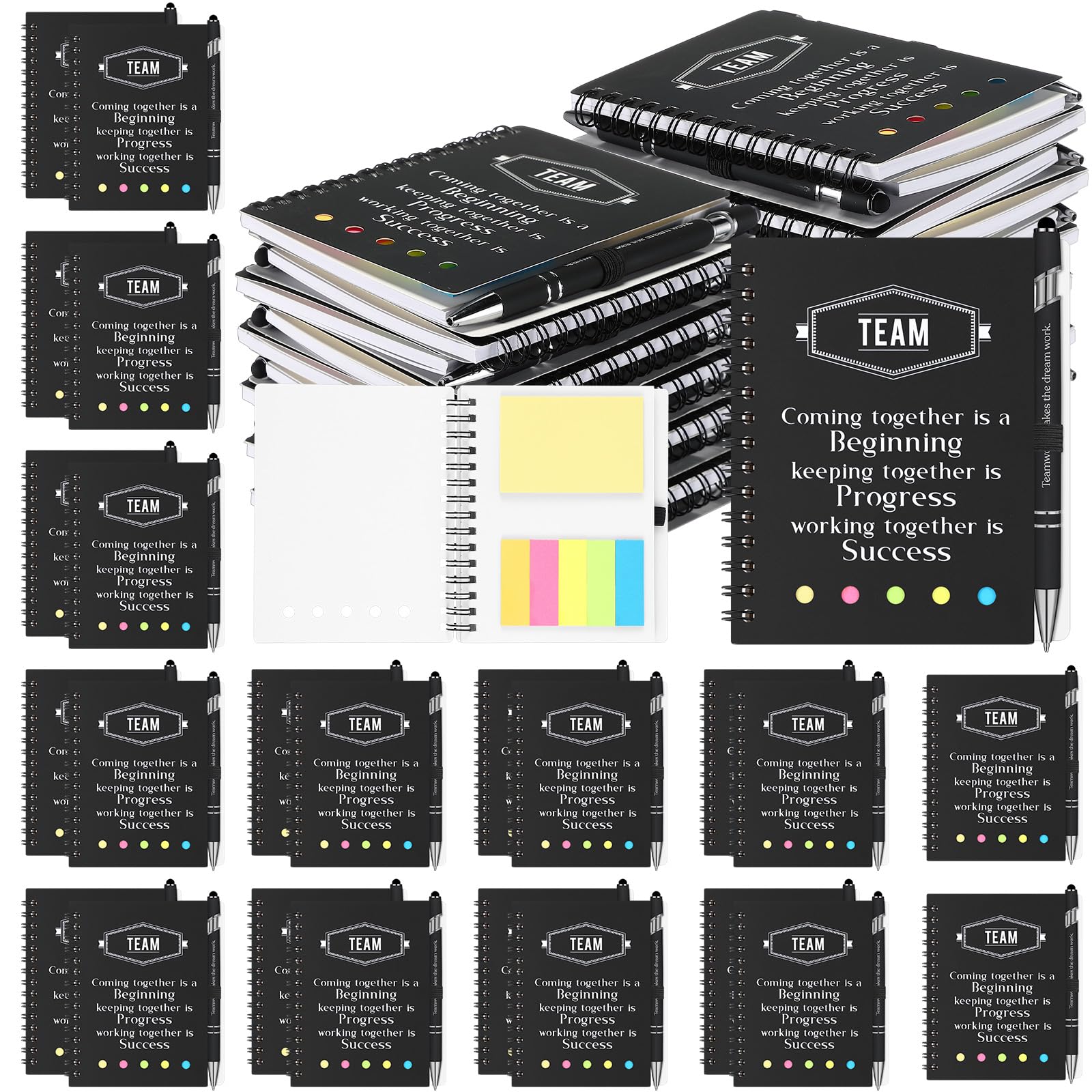 Fulmoon Inspirierende Dankesgeschenke, 72 Stück, 36-teiliges Notizbuch mit 36 Kugelschreibern, motivierende Taschen-Tagebücher, Notizblöcke, 2-in-1-Stift, für Lehrer, Kollegen, Weihnachtsgeschenk,