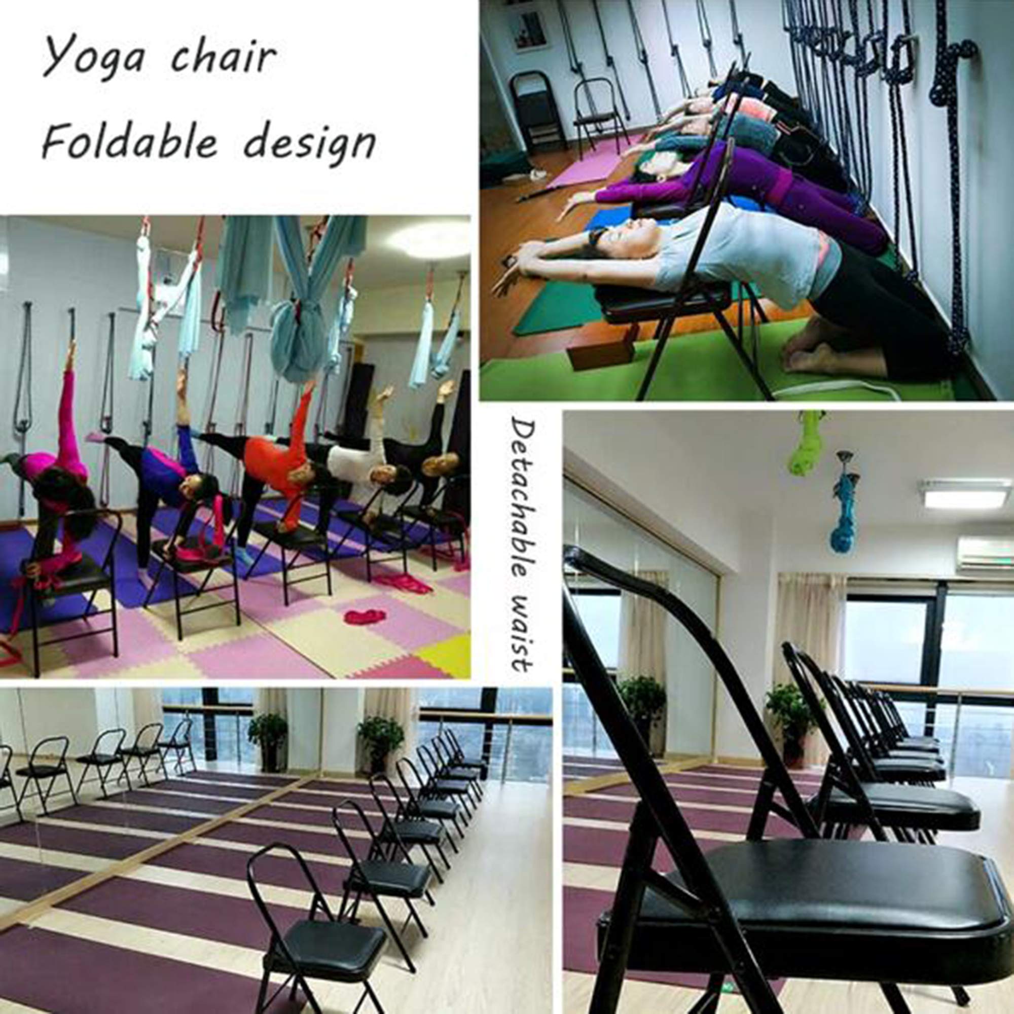 Sedia da Yoga, Sedia Ausiliaria Pieghevole per Uso Domestico, Sedia da Yoga Iyengar Ispessita con Capestro, Sedia Pieghevole, Sedia per Yoga, Sgabello,