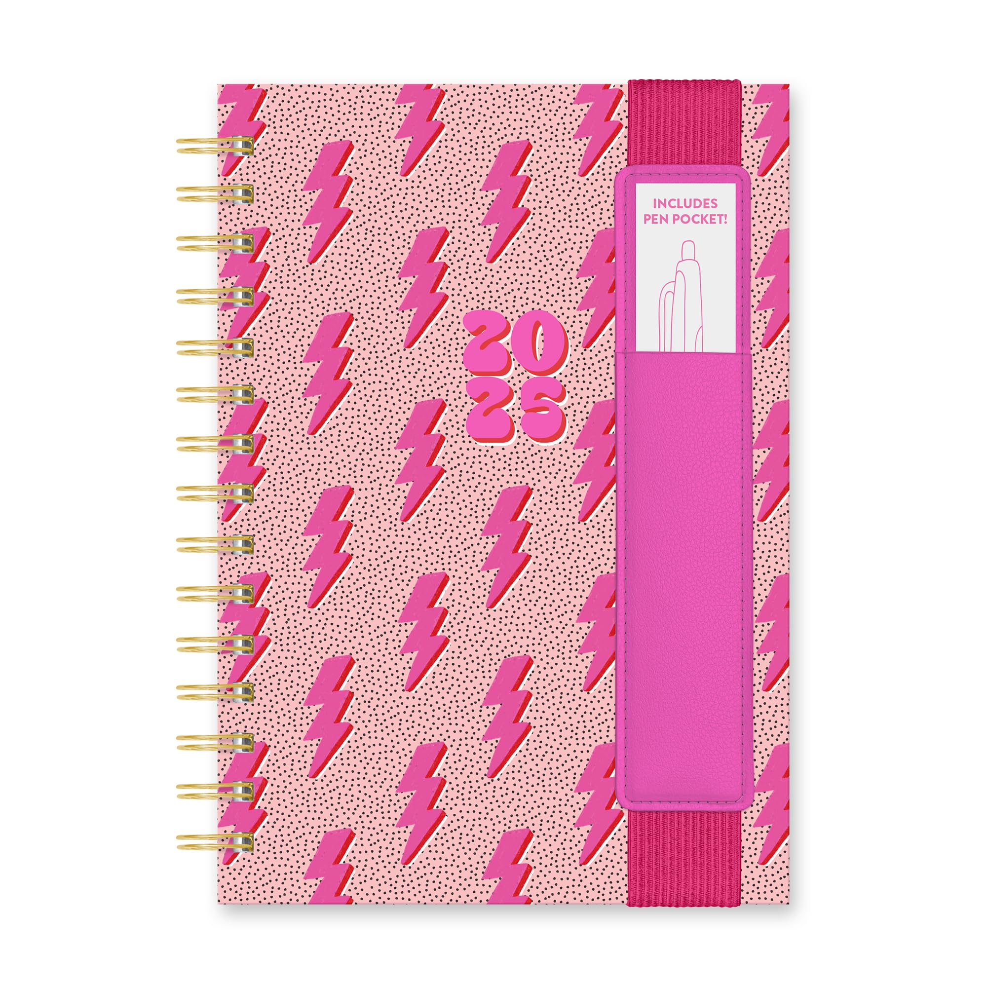 2025 Planner with Pen Strap - Daily, Weekly and Monthly Planner 2024-2025, Orange Circle Studio 17 Month Calendar, July 2024 - December 2025, 5.75" x 8.25" - Oliver Planner Charged Up Print