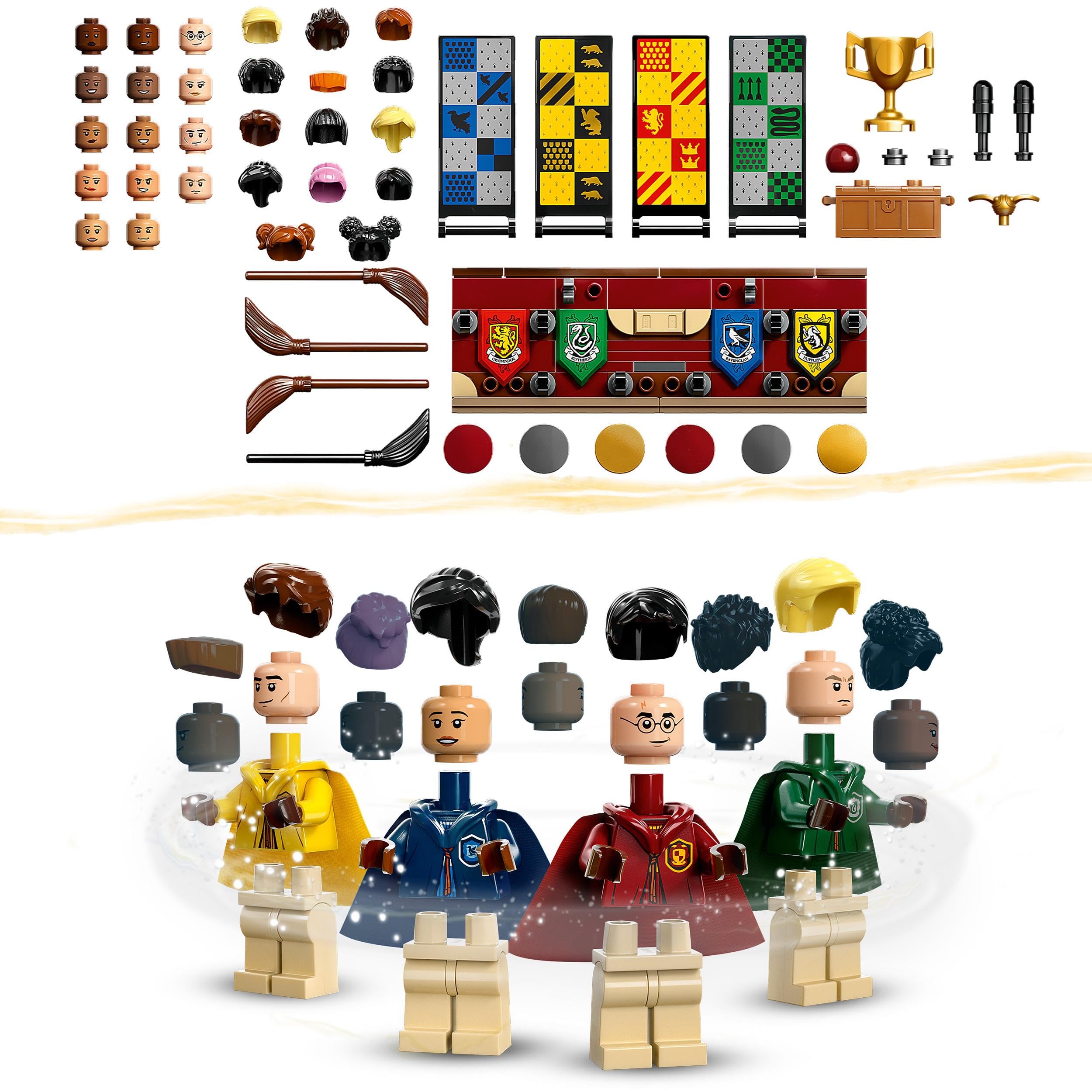 LEGO 76416 Harry Potter Quidditch Koffer, Spielzeug Set zum Bauen, Solo- oder 2-Spieler, 3 Verschiedene Quidditch-Spiele mit Draco Malfoy und Cedric Diggory Minifiguren, Hausbanner & Goldenem Schnatz
