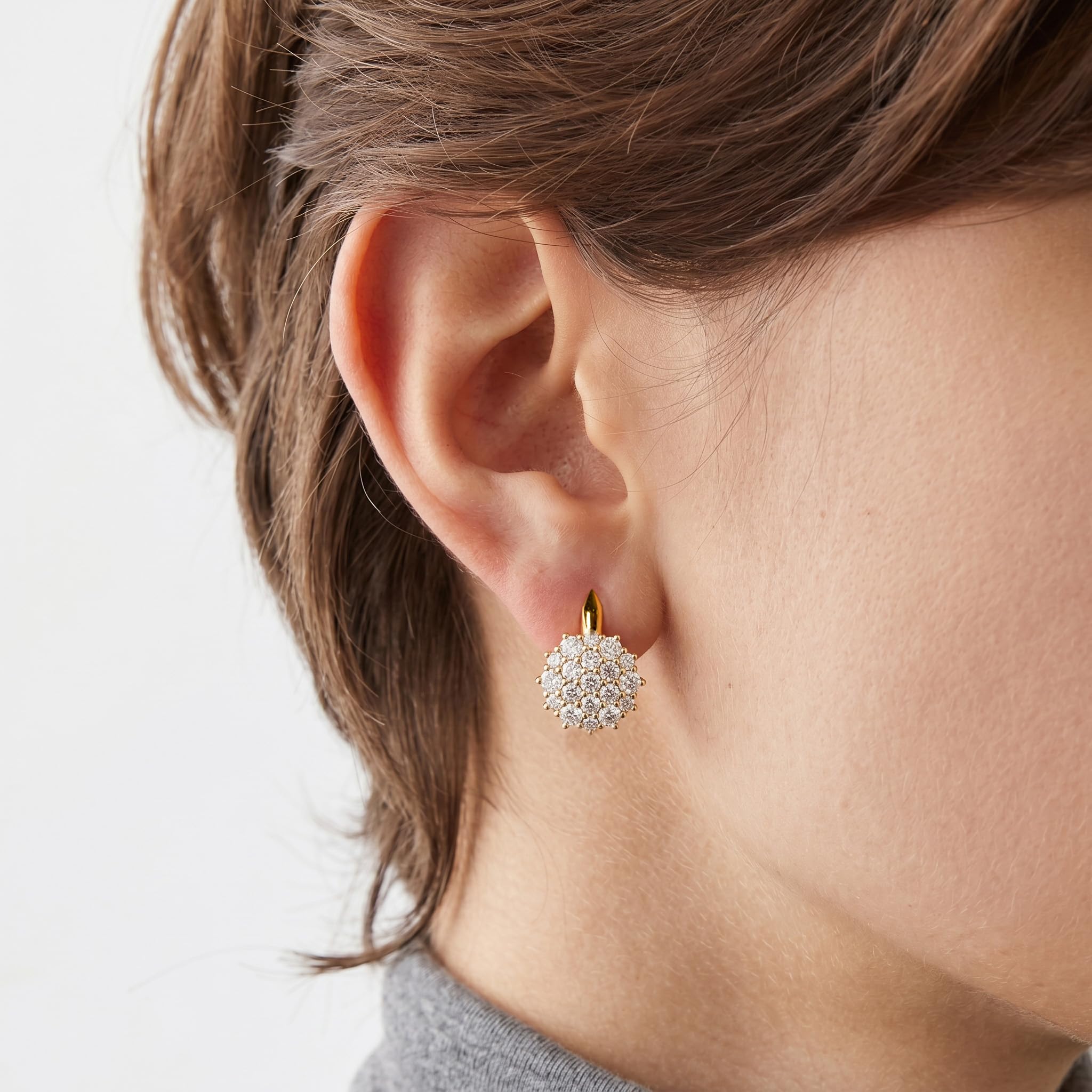 Boucles d'oreilles créoles en forme de tournesol en moissanite de 1 carat - Pour homme et femme - Couleur D - Plaqué or 18 carats - Argent sterling 925 hypoallergénique - Diamant créé en laboratoire