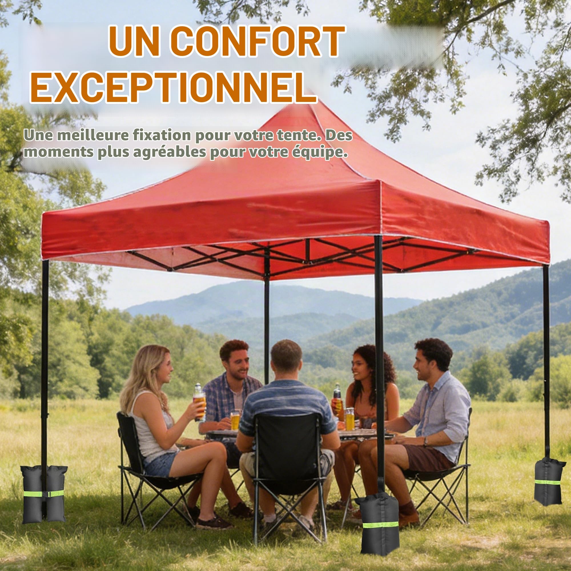 Poids de Sable Gazebo Paquet de 4, 600D Oxford avec Boucles à Clips, Poids pour Les Jambes, Poids pour Jambes, Tentes Pare-Soleil, Parasol