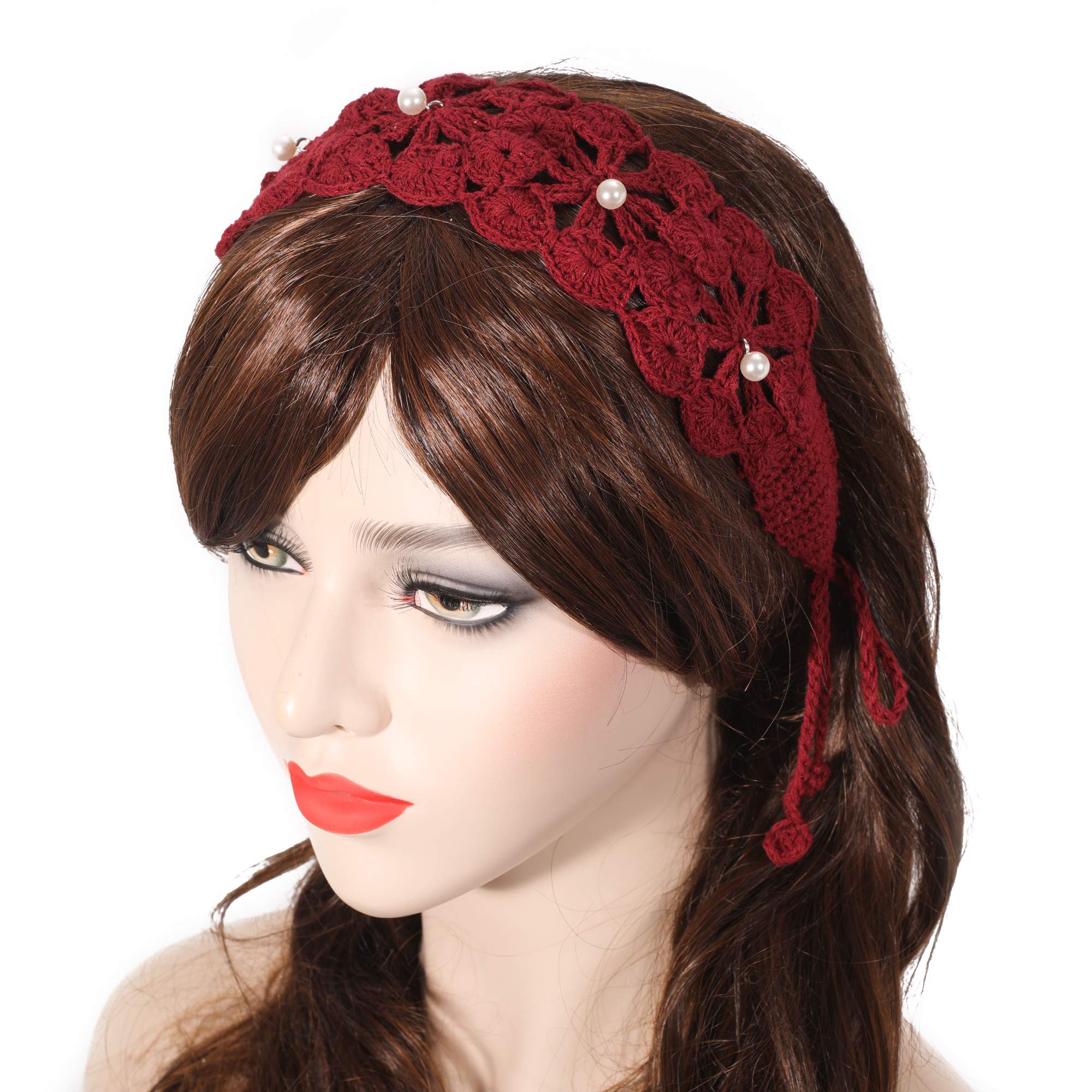HBselect 8 Pezzi Cerchietto Capelli Donna Raso Fascia Capelli Donna con Perle Larghe per Ragazze e Donne Fasce per Capelli