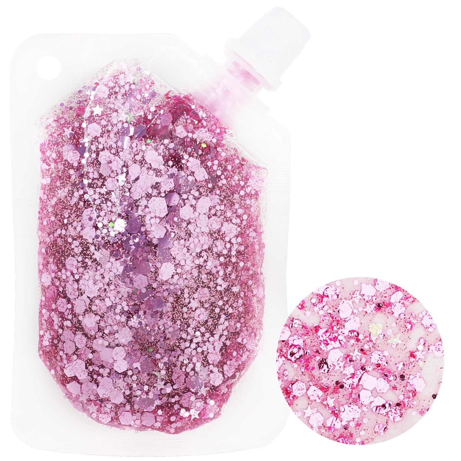 MEICOLY Pink Face Glitter,Pink Out Accessories for Spirit Week,Sparkle Hair Glitter Face Paint,Singer Concerts Lover Heart Glitter Makeup,Body Glitter