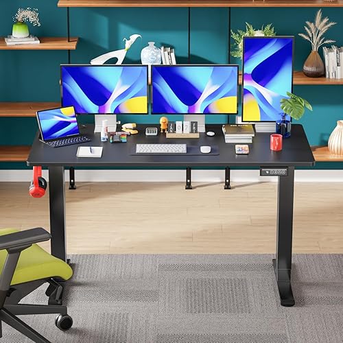 Miniatura 9 de PayLessHere Escritorio eléctrico de pie de 48 pulgadas para computadora con gran espacio y soporte para auriculares, escritorio de oficina con