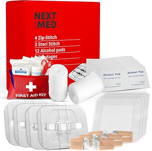 Next-Level-Med - Kit de puntada de cremallera, dispositivo de laceraciĂłn de emergencia para cortes sin costuras, tiras de cierre de herida con Next-Level-Med - Kit de puntada de cremallera, dispositivo de laceraciĂłn de emergencia para cortes sin costuras, tiras de cierre de herida con