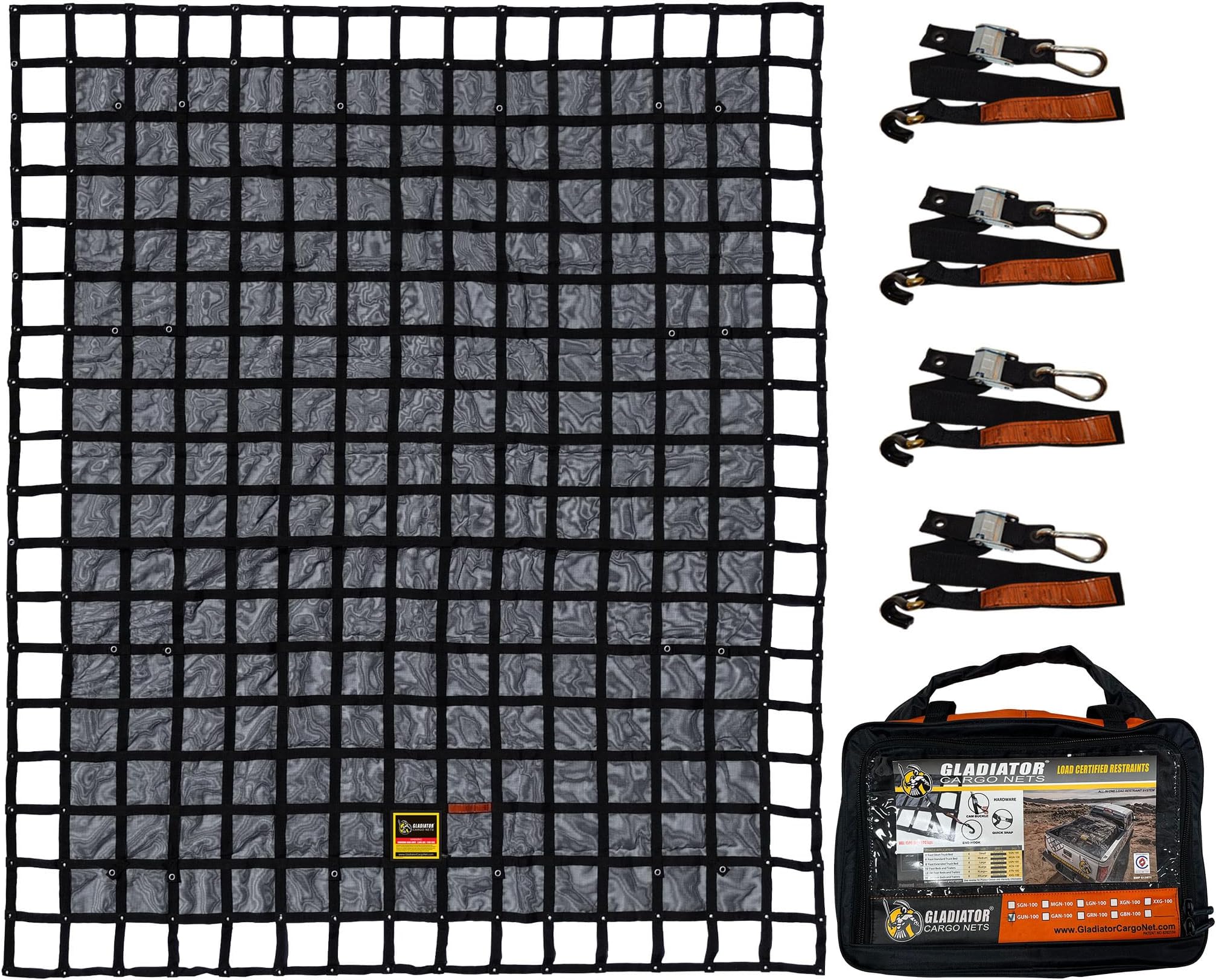Gladiator Cargo Nets - Heavy Duty Truck Cargo Net - Extra Large- Perfect forTrailer, Boat, dumsters, Camping, Hunting, (XGN-100) 10' x 12' ft.