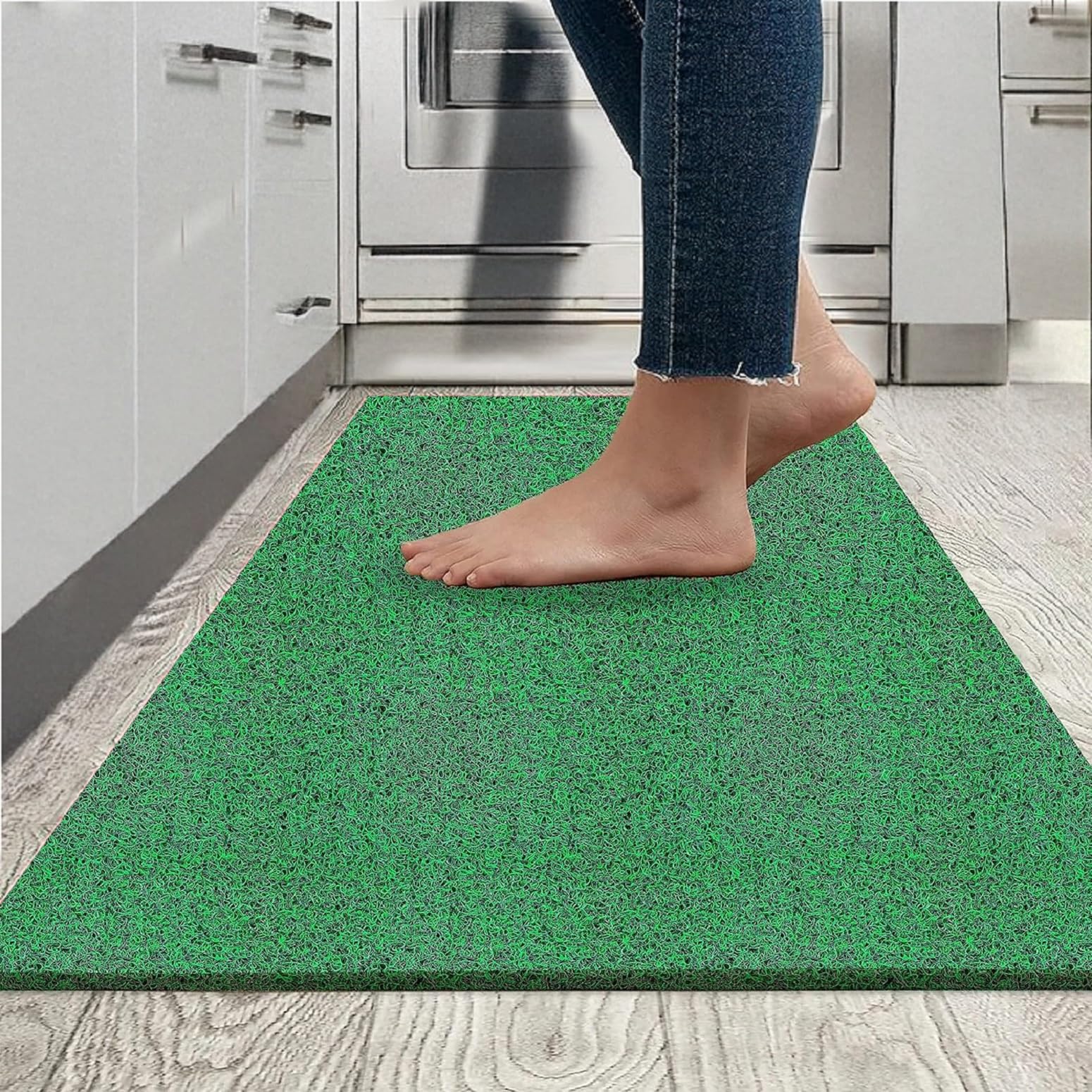 VNQ! Cushion Noodle Mat for Home Entrance, Heavy Indoor Outdoor Anti Slip PVC Floor Mat for Bedroom, Kitchen, for Bathroom, Doors, Office, Door Mat, Bath Mat Colour Green|-40X60 CMFeet