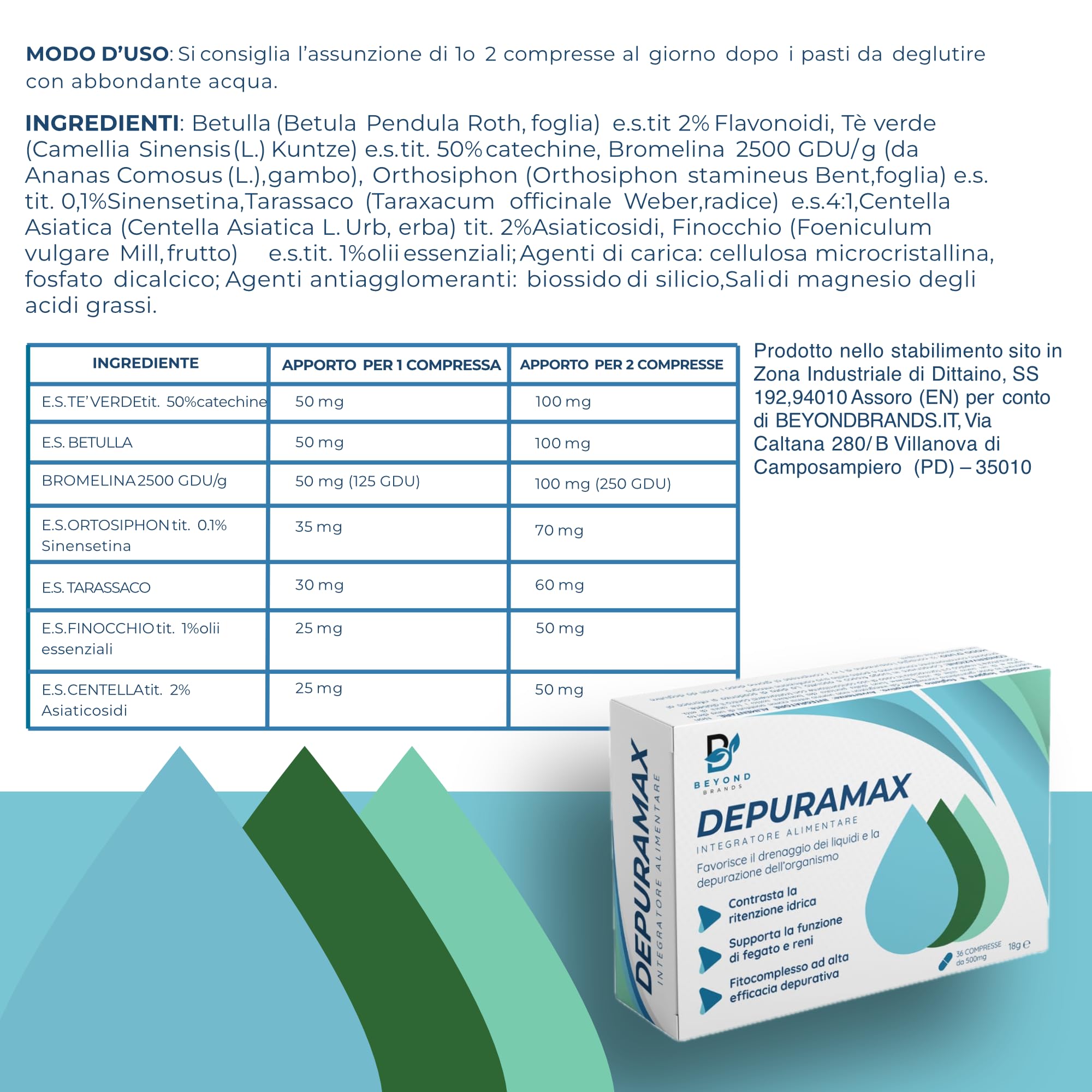 Detox Fegato ed Intestino Diuretico Drenante Forte con Bromelina Betulla Tarassaco Finocchio Centella Asiatica Orthosiphon Alta Efficacia e contro ritenzione Idrica Made in Italy