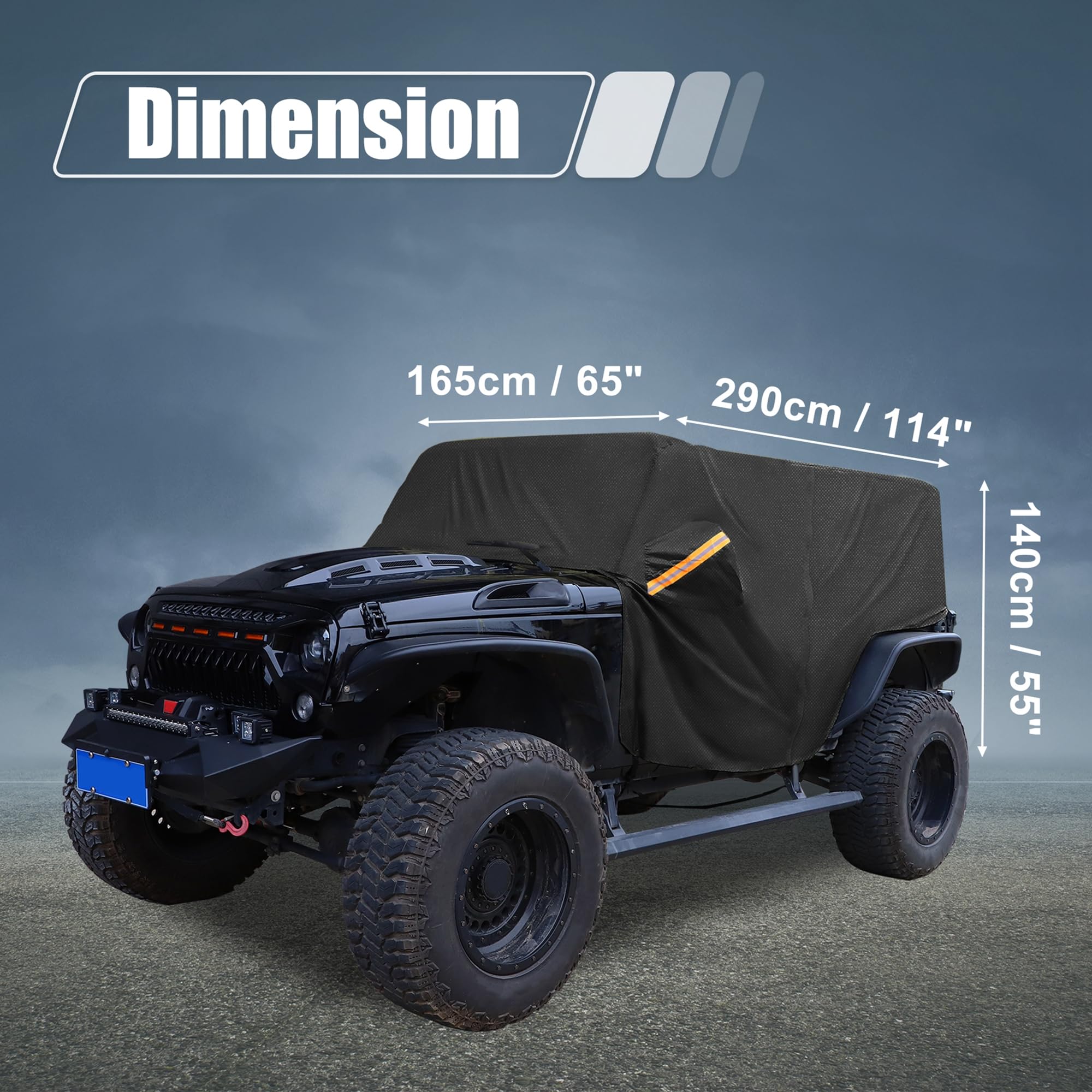 X AUTOHAUX SUV Cabina Coche Cubierta Cuatro Puertas para Jeep Wrangler 4 Puertas 210D Oxford Negro
