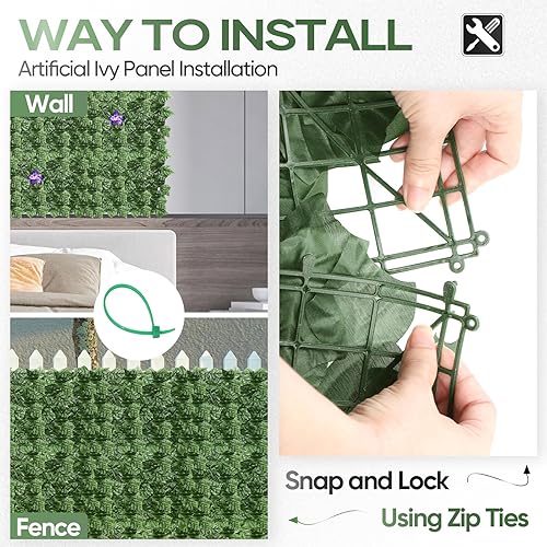 Miniatura 6 de LIANTRAL Ivy - Rejilla para valla de privacidad, 91 x 46 pulgadas (29.2 pies cuadrados), panel de cercado de hiedra artificial de hoja perenne para