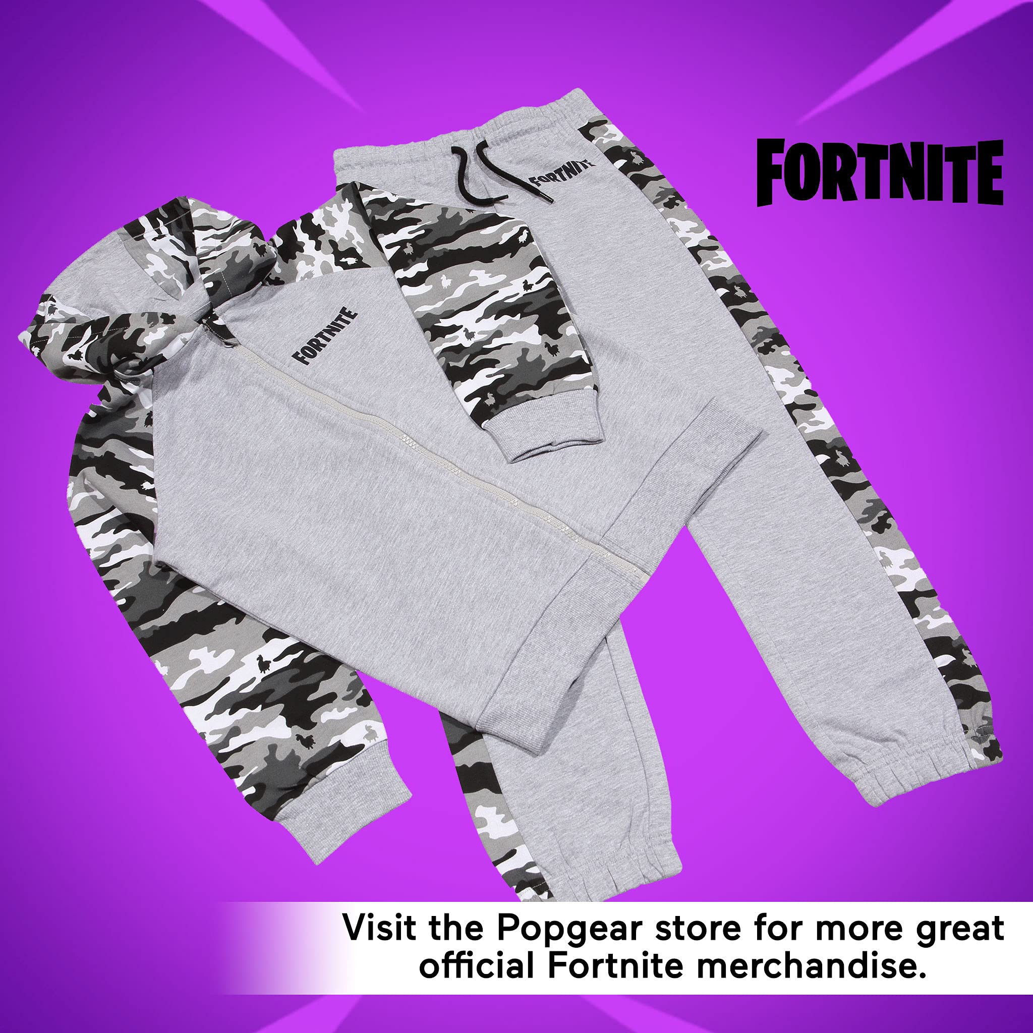 Fortnite Camo Emotes chłopięca bluza z kapturem i zestaw do biegania Heather Grey 12-13 lat, szary (Heather Grey), 158