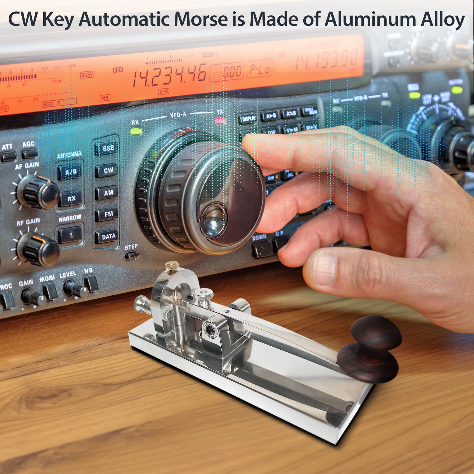 CW Telegraph Key - Chiave classica resistente con codice Morse, radio Ham Send Telegram Morse Code Key Practice Oscillator Chiave diritta con controllo del volume