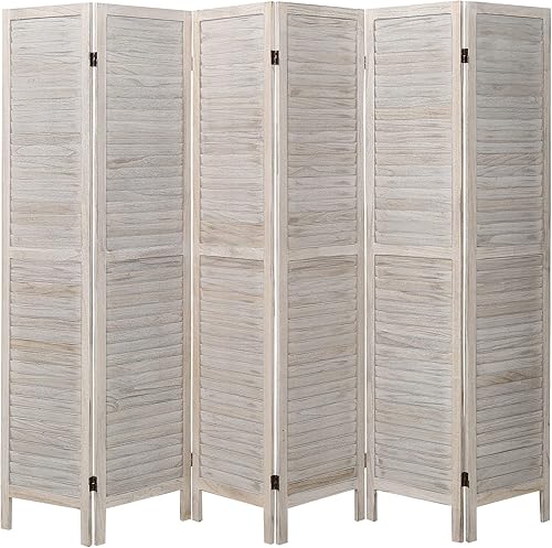 Miniatura 14 de ECOMEX Divisor de habitación de madera de 6 pies y separador de ambientes plegables, pantallas de privacidad plegables, separadores de habitación