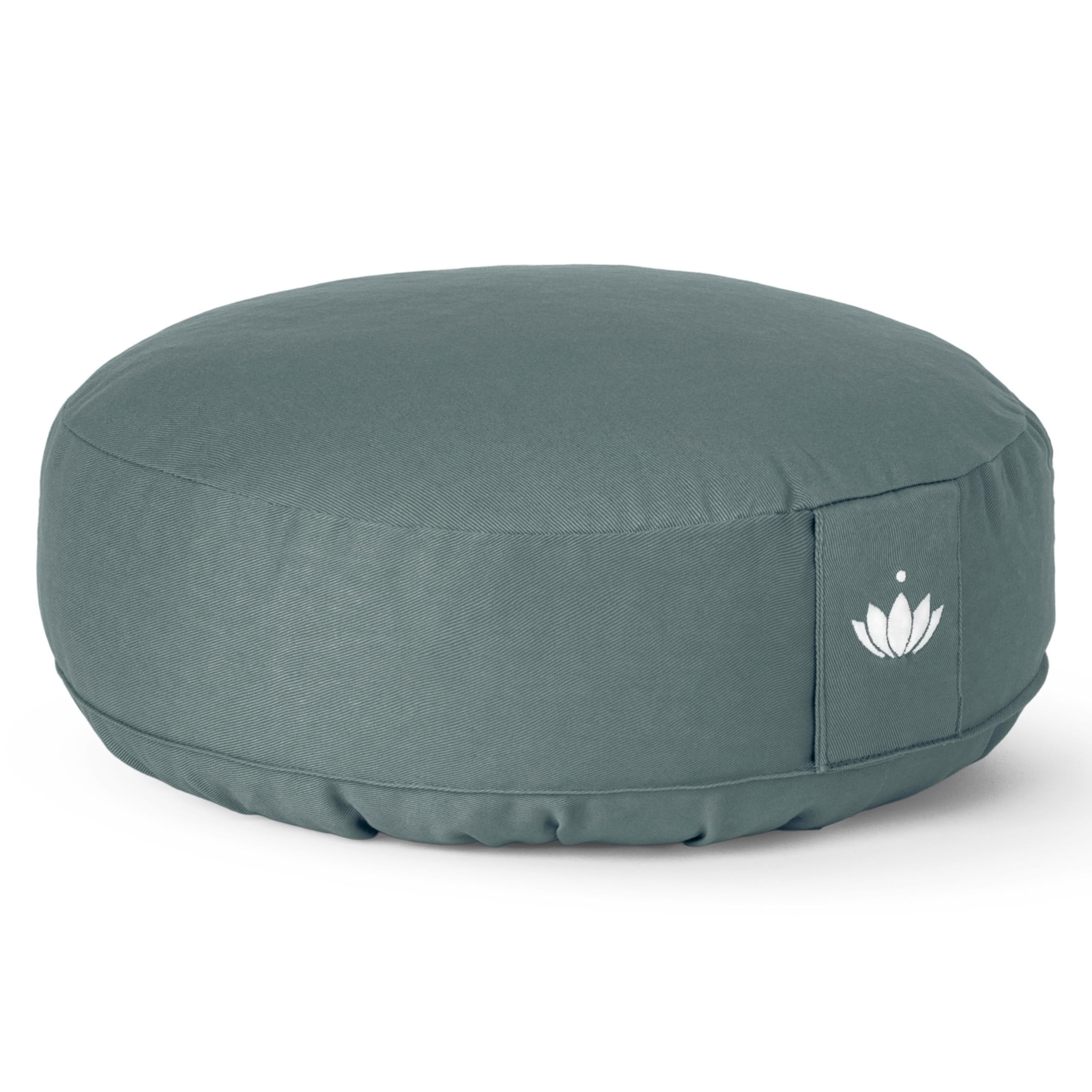 Lotuscrafts® Meditationskissen mit 10 cm Sitzhöhe, extra niedrig, Yoga Kissen mit Dinkelfüllung, Yogakissen Rund, Bodenkissen Rund, Yogakissen Meditationskissen, Bezug waschbar, GOTS Zertifiziert