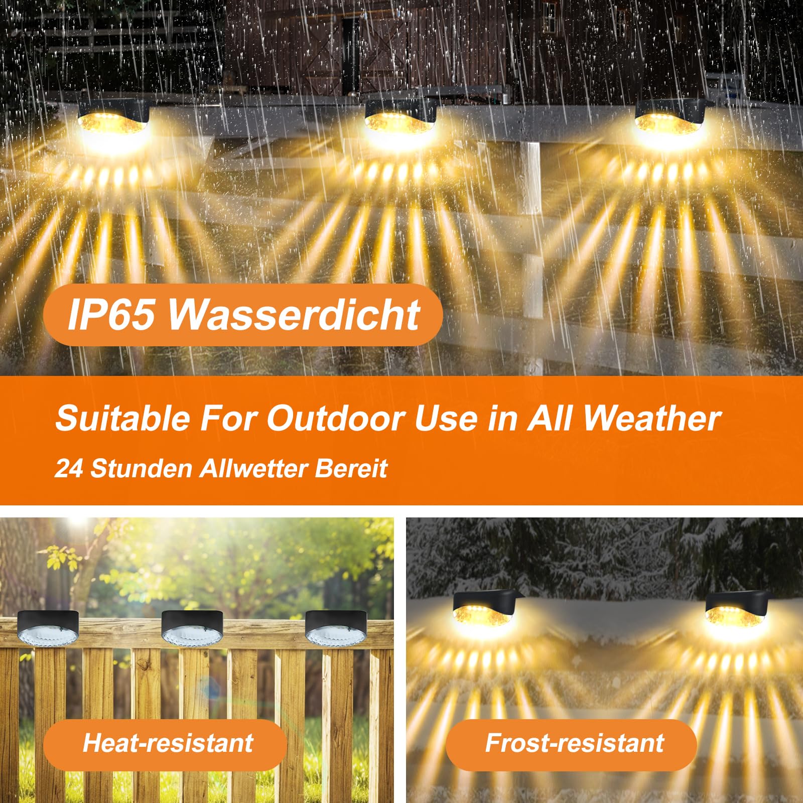 Bzavor Lot de 8 lampes solaires pour extérieur et jardin, étanches IP65, décoration de jardin, éclairage de clôture, éclairage de jardin, éclairage de balcon, lampe d'extérieur