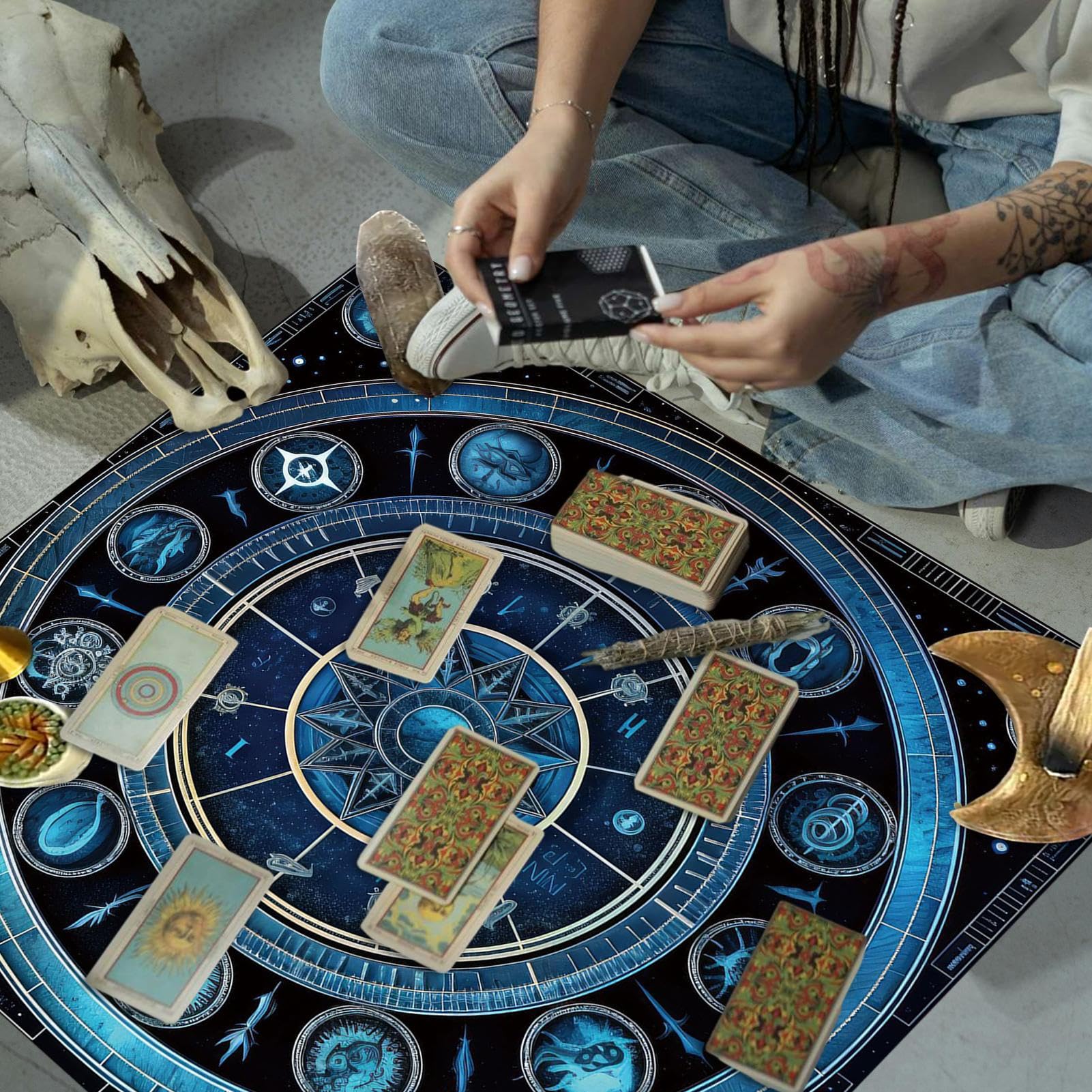 Tovaglia – Per Tarocchi | Divinazione Lettura Carta Tovaglia con Multiuso Giochi da Tavolo Forniture & Tessuto Altare per Incontri di Classe, Festa di e Intrattenimento in Famiglia
