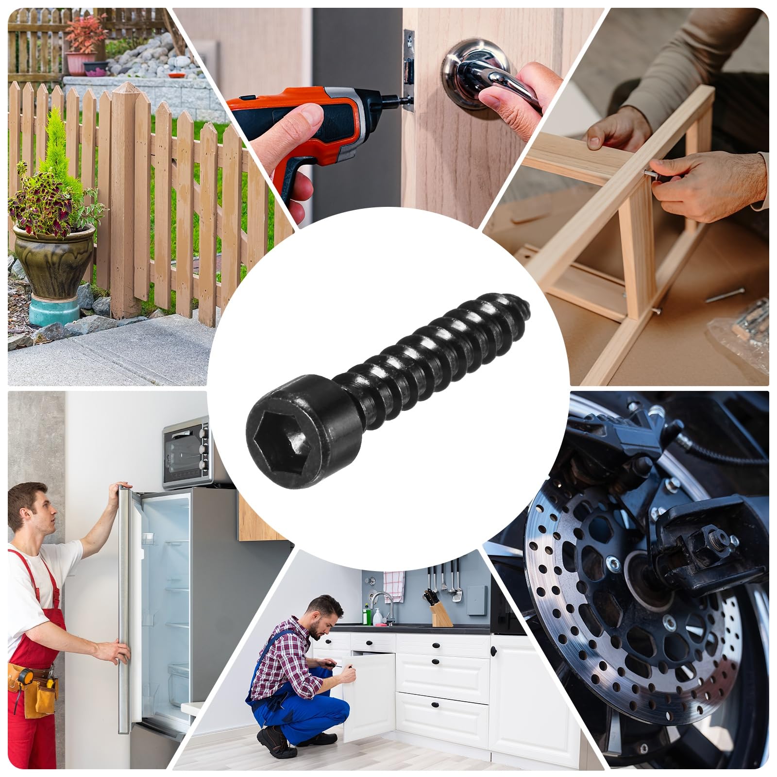 M METERXITY Paquete de 50 tornillos de cabeza hexagonal, pernos de acero inoxidable M6 x 35 mm, tornillos autorroscantes de rosca completa para muebles, maquinaria, aparatos eléctricos [negro]