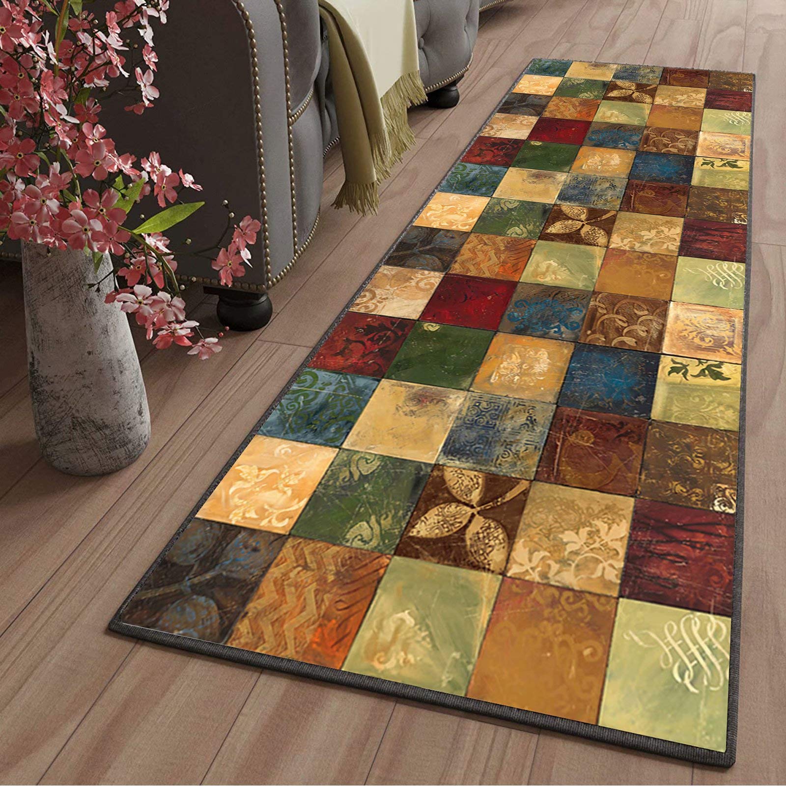 LYYK alfombras rectangulares largas y Modernas Lavables Antideslizante Alfombra Entrada casa Interior para Sala de Estar Pasillo Cocina balcón, 80x180cm Color14