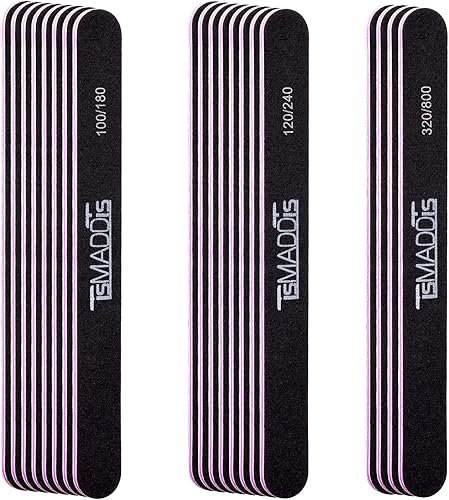 TsMADDTs - Juego de 20 limas de uñas juego de limas de uñas de doble cara para uñas acrílicas naturales 100180 120240 320800 herramientas de