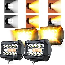 LED Light Bar 4PCS 4 Inch White/Amber Yellow LED Pods Equivalent to 240-Watt Strobe Light Driving Fog Lights Triple Row Off Road Lights with Six Modes for Trucks Polaris Boats Pickup UTV ATV