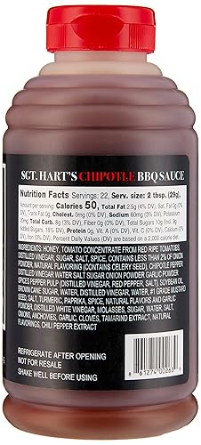 Miniatura 2 de SGT. Hart's Chipotle - Salsa BBQ con sabor a chipotle, 22.04 onzas, salsa barbacoa para pollo, carne de res, cerdo, mariscos, fideos, hamburguesas,