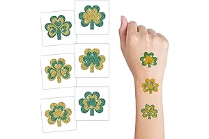 St Patrick's Day Shamrock Tattoos, Individually Wrapped Bulk Party Favors for Kids...