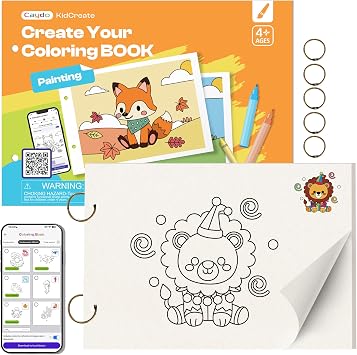 Caydo Coloring Book for Kids with APP Color Guide Create Your Own Personalized Book | 140+ Patterns & 40 Blank Acid-Free Sheets | Educational Activity & Craft Gift for Kids Ages 4-8