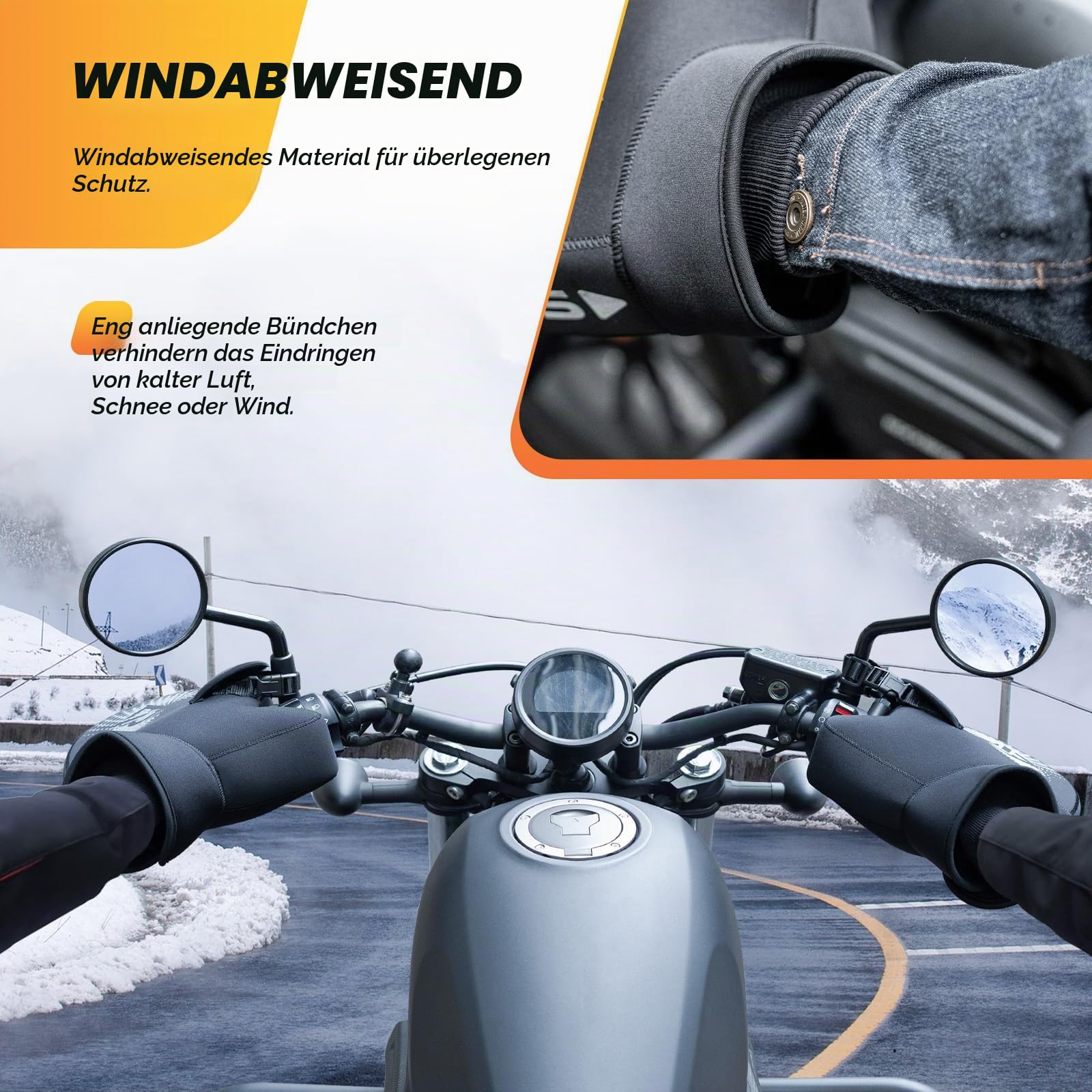 ROCKBROS Motorrad Handschuhe Winter Lenkerstulpen Lenker Handschuhe für Motorrad Warm Winddicht Motorradhandschuhe Schwarz | Lenker Handschuhe für Motorrad, Motorradhandschuhe Schwarz