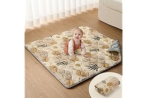 Blissful Diary 43'' X 43'' Non-Slip, Foldable, Washable Baby Play Mat for Earth Tone Decor