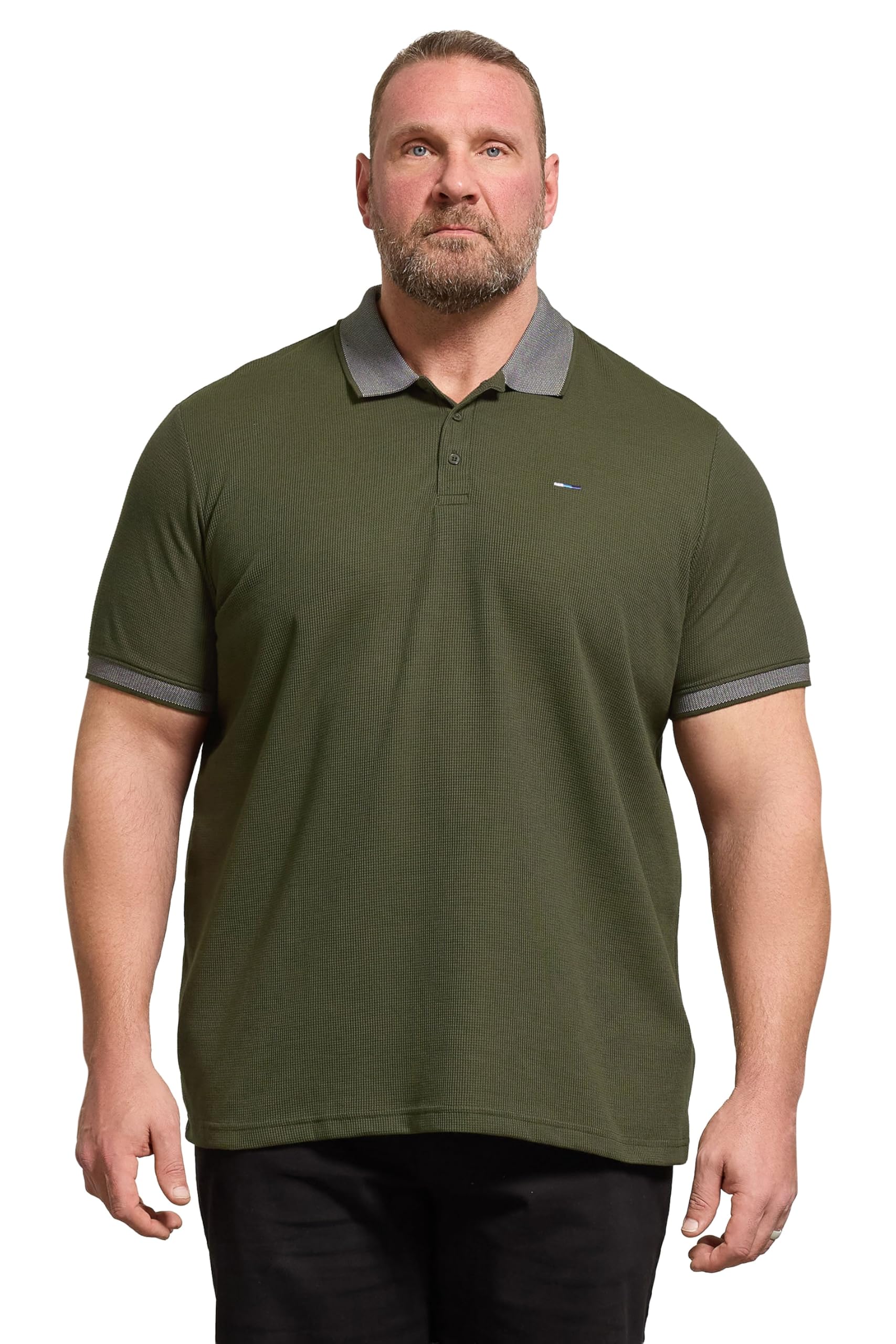BadRhino Two Tone Waffle Polo Shirt, Green, Size Xl, Men