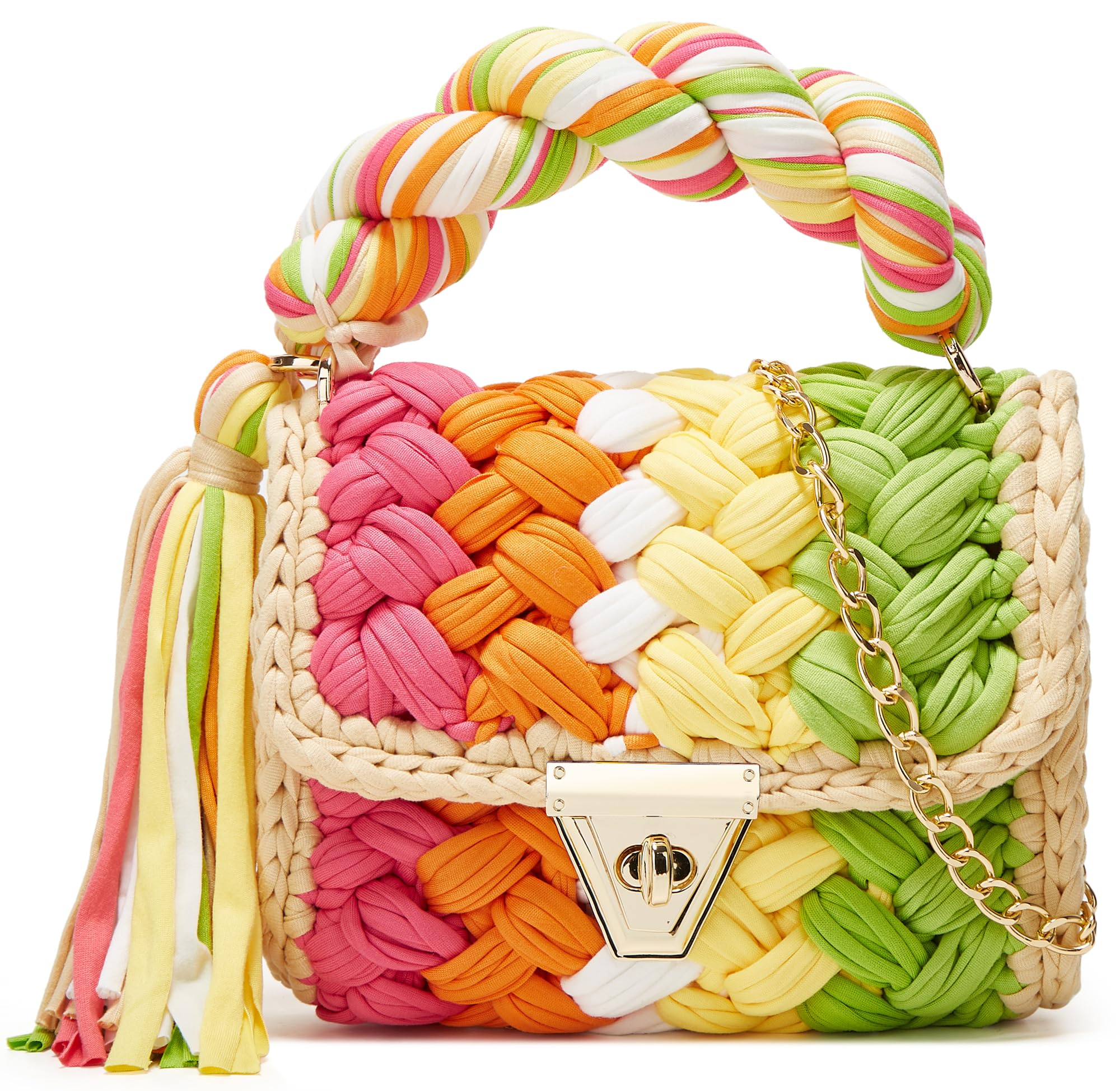 Chunky Yarn Knit Crochet Tote Purse Crossbody Bags for Women - Handwoven Evening Clutch Flap Shoulder Bag — view 13