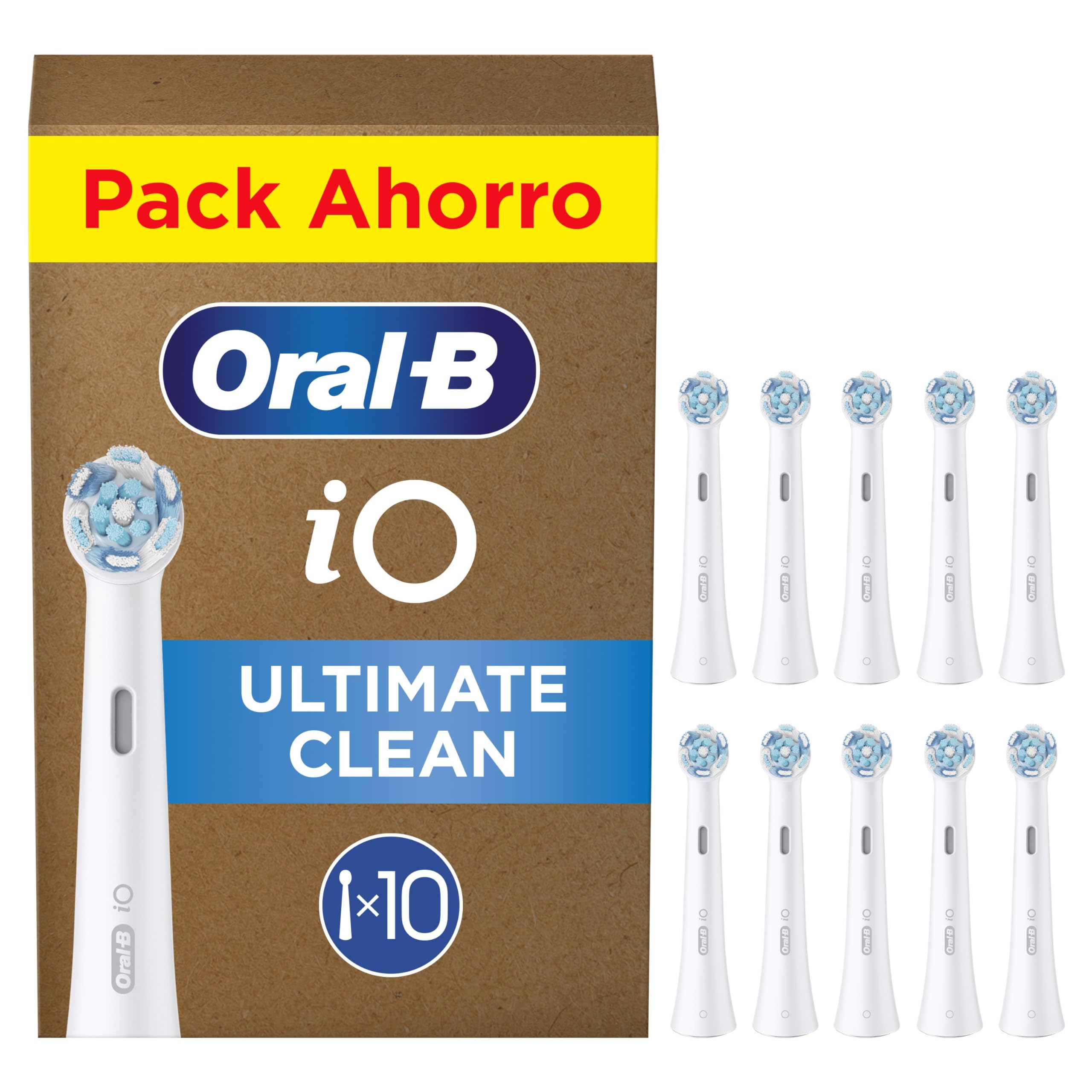 Oral-B Series iO Ultimate Clean Cabezales De Recambio Originales, Pack de 10 Recambios Blancos Para Cepillos De Dientes Eléctricos Oral-B iO, Eliminación Profunda De La Placa Bacteriana