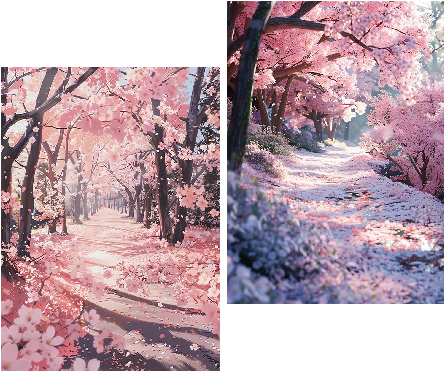 Amyaker ダイヤモンドアート キット 四角いビーズ 全面 2個セット ダイアモンドビーズ絵画キット DIY 手作り絵画 モザイクアート 5D モザイクアート ダイヤモンド塗装 全面貼り付けタイプ 30x40cm 桜の林