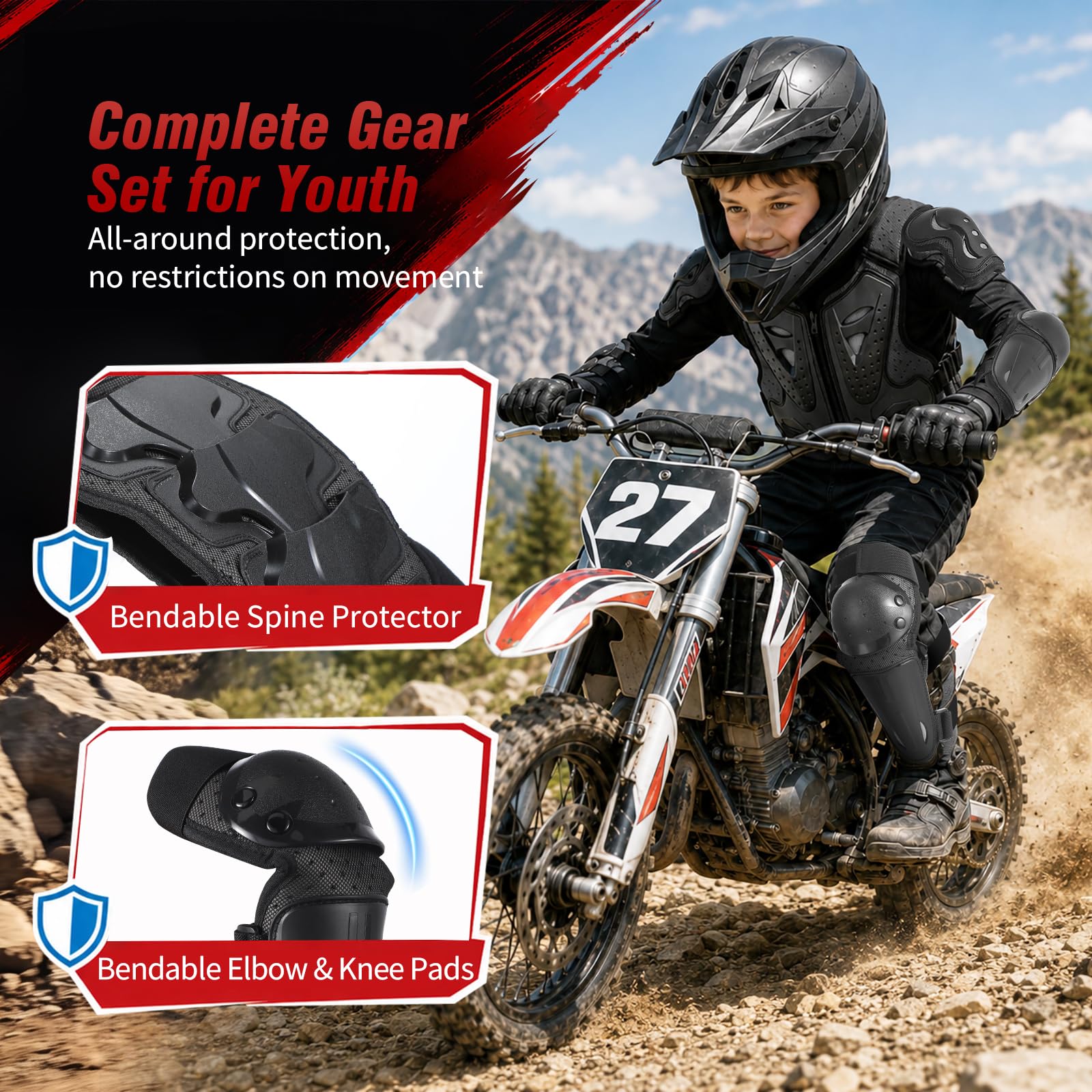 yeesport Brustpanzer Kinder Protektoren Set, MTB Rückenprotektor Kinder