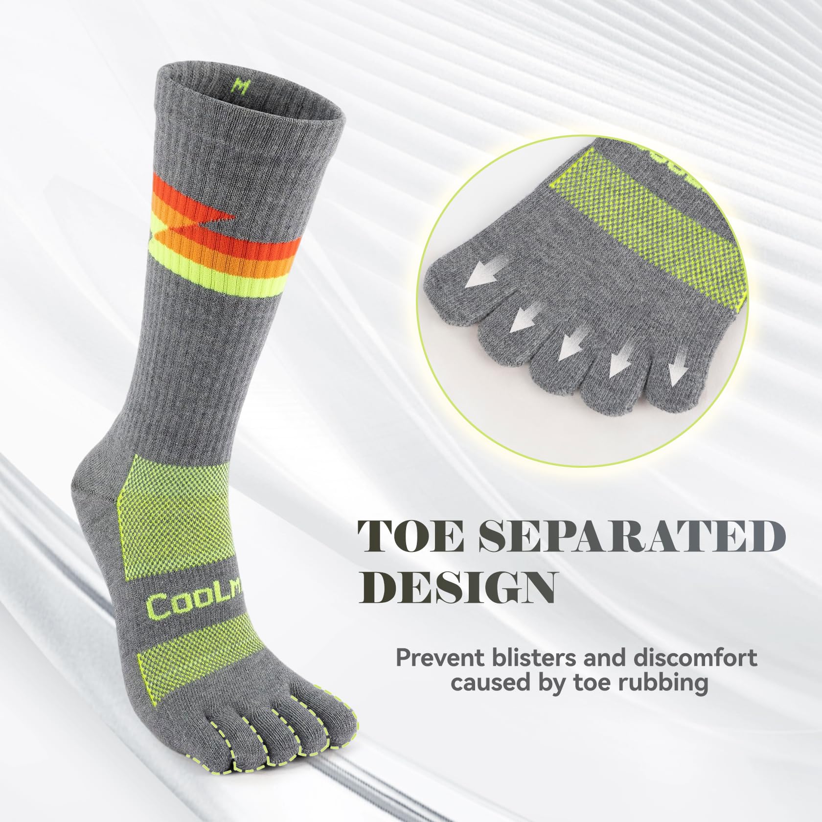 Zehensocken für Herren & Damen - 3 Paar Coolmax Lauf Socken mit Atmungsaktiv & Feuchtigkeitstransport