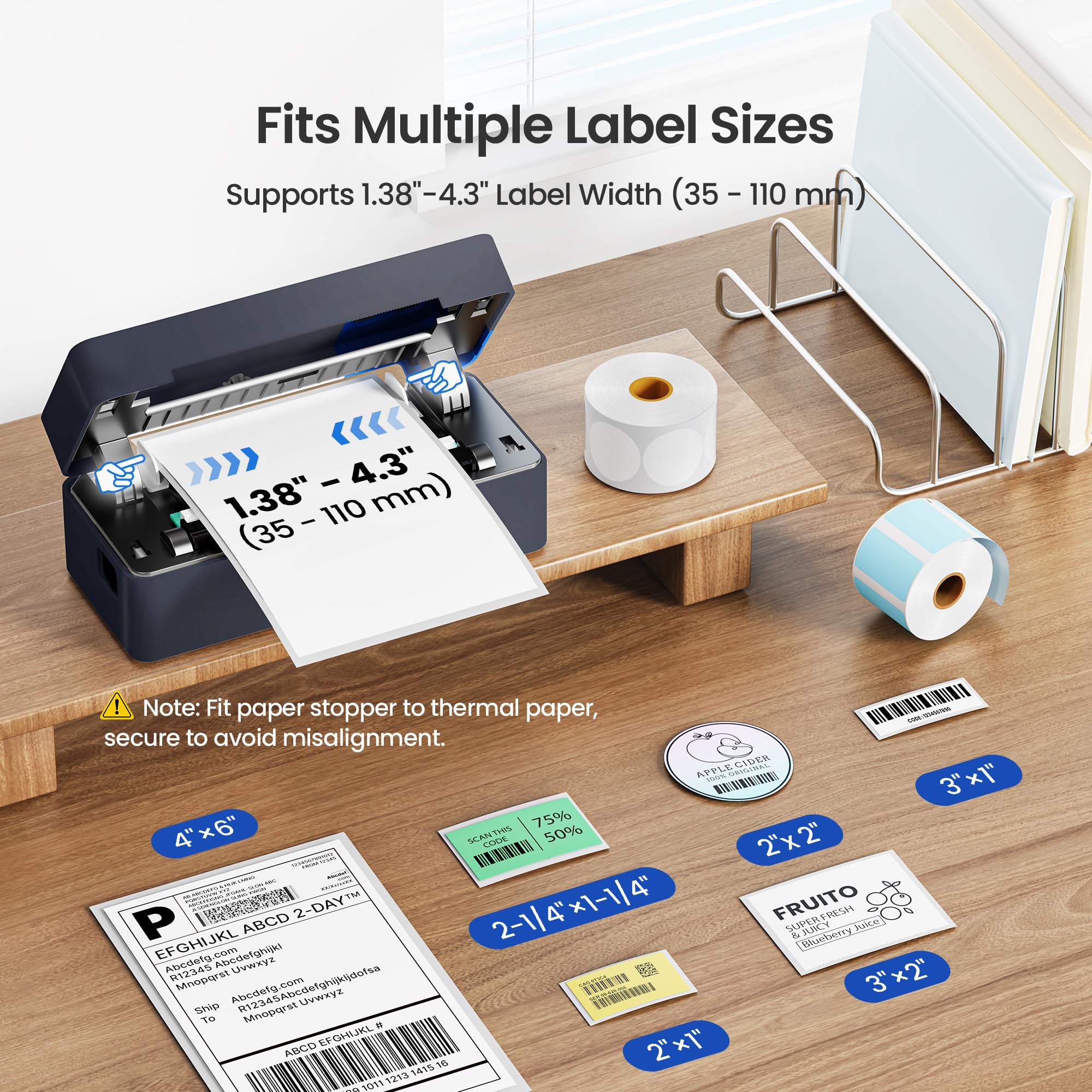 Stampante per etichette termica Bluetooth, stampante per etichette wireless 4x6 per piccole imprese, supporta iOS, Android, Windows e Mac, compatibile con Amazon Shopify Etsy USPS, carbone