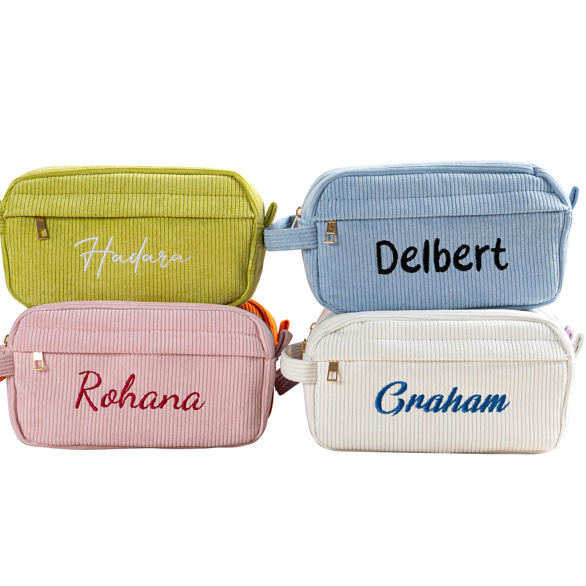 Trousse à Stylos Brodée Personnalisable Velours Côtelé 24x8x13.5cm - Trousse Écriture Adulte