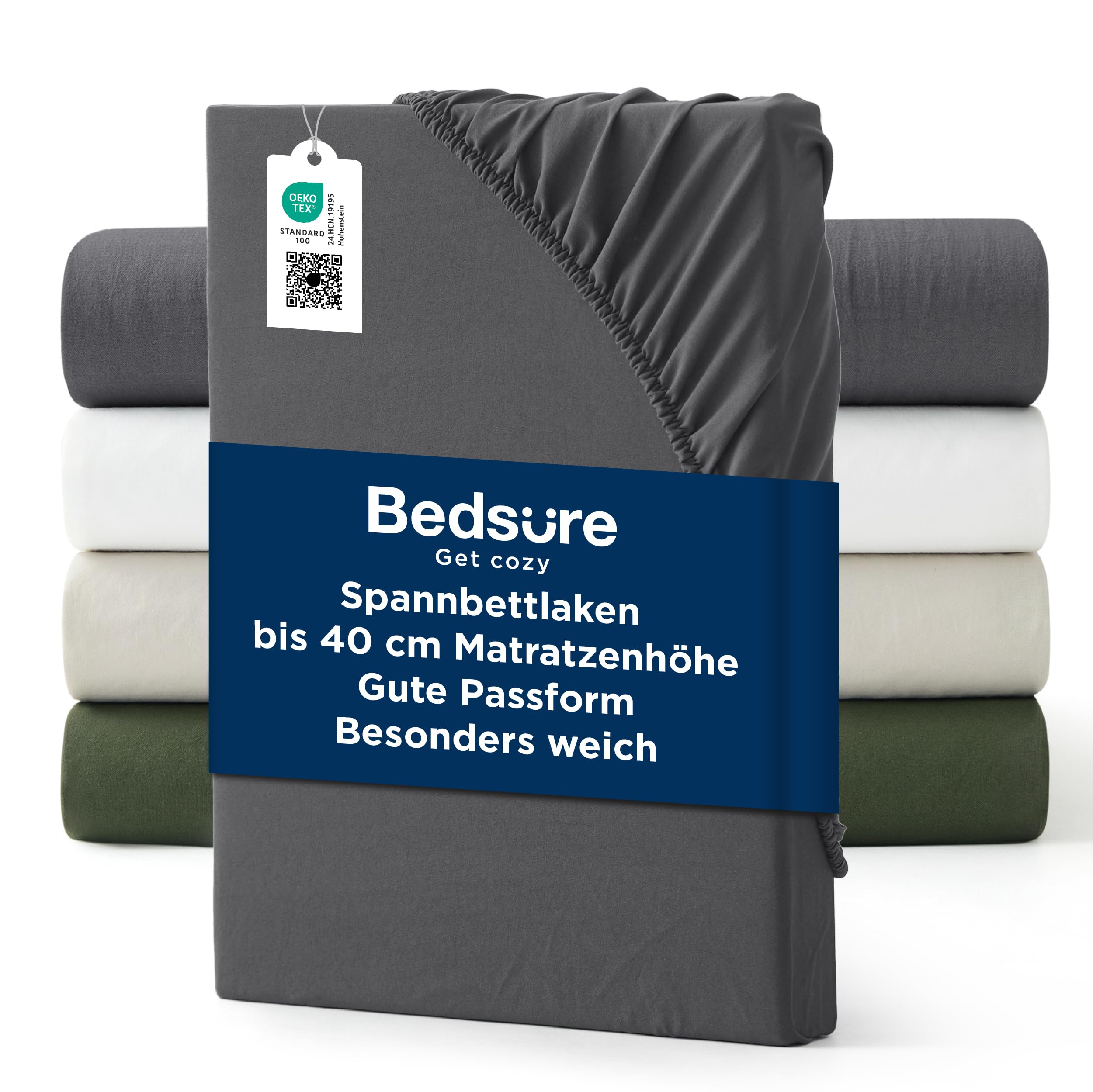 Bedsure Prześcieradło z gumką 180 x 200 cm, ekstra głębokie – prześcieradło do 40 cm prześcieradło z gumką na wysokie materace, łóżko kontynentalne i materace z materacem wierzchnim, miękkie i