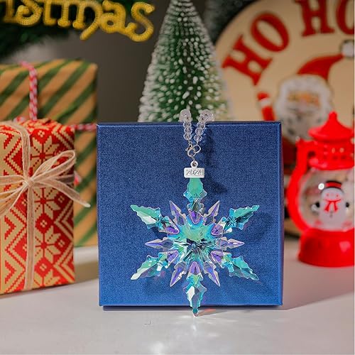 Miniatura 4 de Adornos anuales de Navidad de cristal de copo de nieve 2023, decoración elegante de árbol para invierno, Año Nuevo, vacaciones, Navidad, estrella