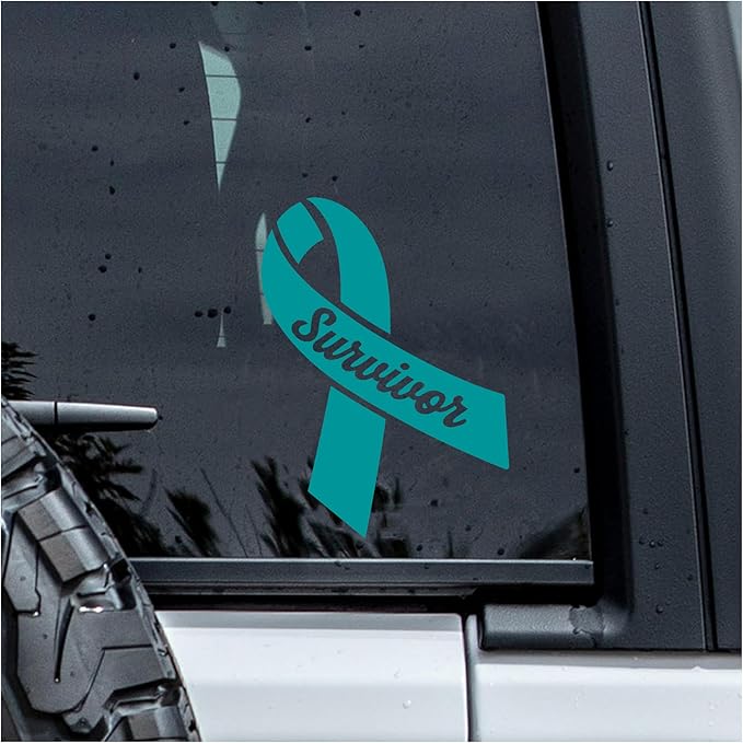 Survivor Cancer Ribbon Decal, Awareness Car Window Decals, 6 Inches UV DTF Tranfer Car Stickers, Weatherproof Car Truck Window Bumper Sticker, Health Car Stickers and Decals for Cancer Patient