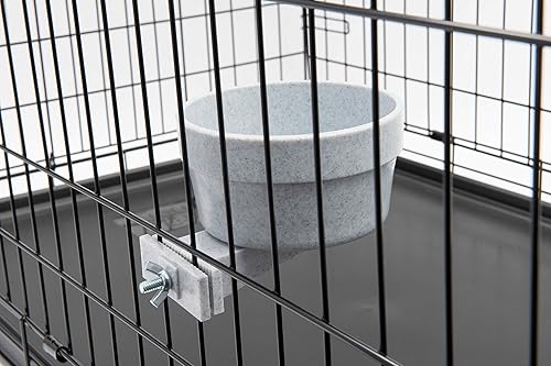 Miniatura 4 de Lixit Quick Lock - Cuencos extraíbles para perreras para perros de alambre y cajas de lados suaves (caja de alambre de 20 onzas, granito)