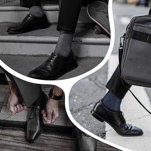 Miniatura 7 de Calcetines de vestir para hombre, calcetines de algodón, 6 pares, transpirables y absorbentes del sudor para zapatos de talla 9-13