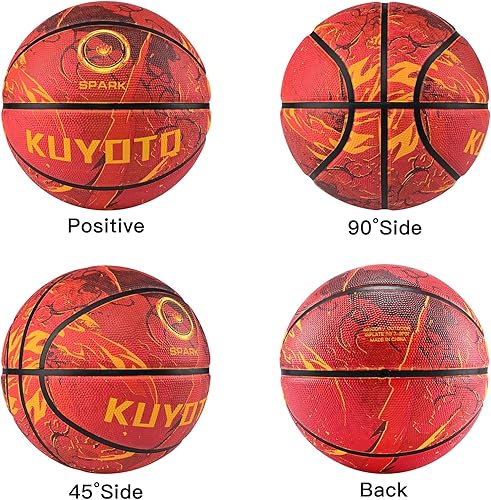 Miniatura 7 de KUYOTQ Baloncesto de goma o piel sintética de alta calidad para niños y jóvenes, tamaño 34567 (2225.527.528.529.5 pulgadas), baloncesto de goma o