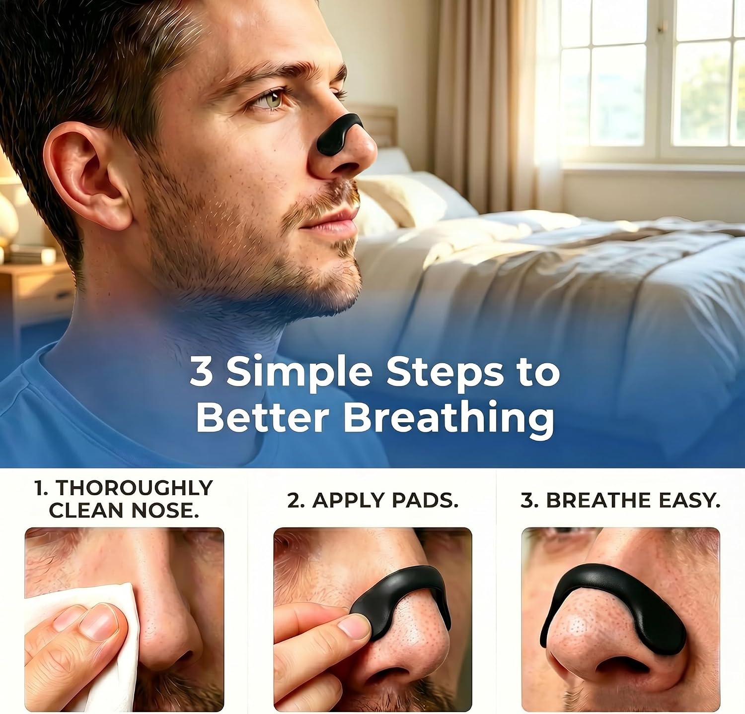 Nasal Strips for Snoring and Breathing, Comfortable Fit, Black