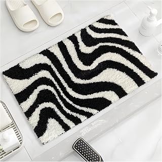 Civkor black and white microfiber bathroom rug, 20 by 31 inches